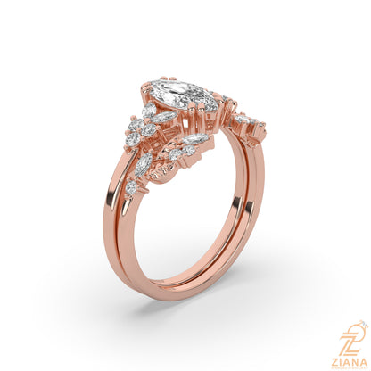 Marquise Diamond Engagement Ring Set
