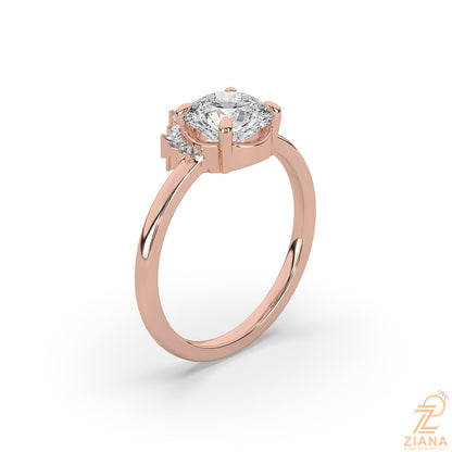 Round Brilliant Diamond Floral Halo Engagement Ring