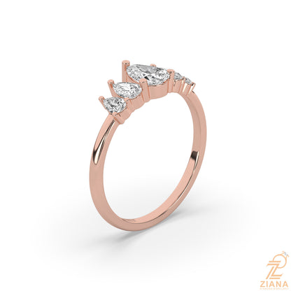 Five Stone Pear Diamond Engagement Ring