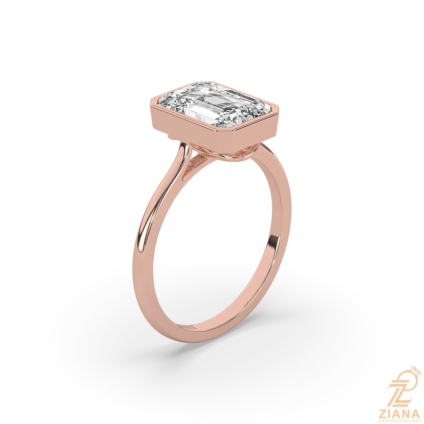 radiant cut bezel set solitaire engagement ring