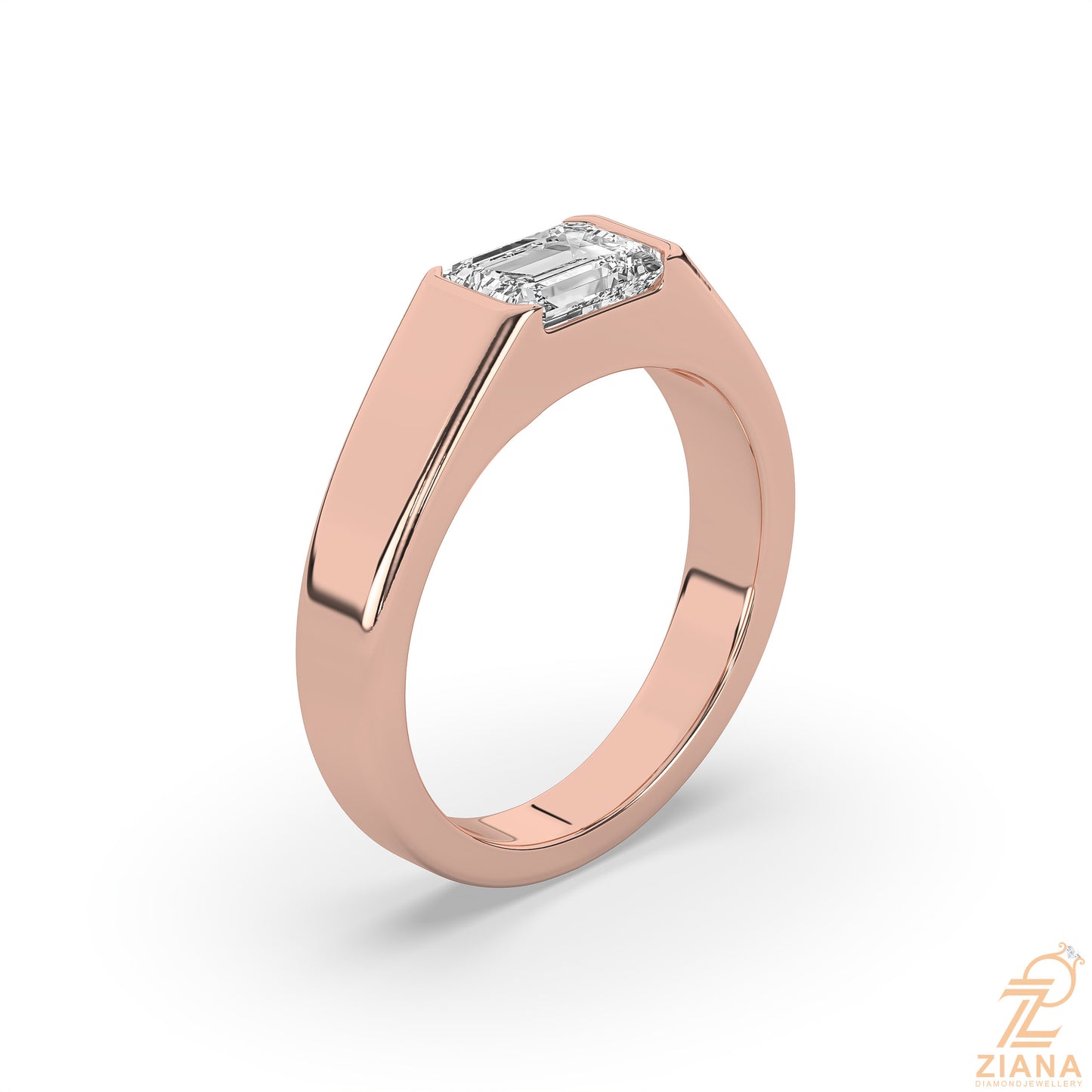 emerald cut solitaire signet ring