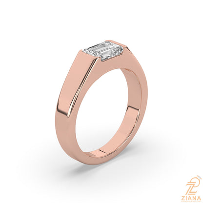 Emerald Cut Solitaire Signet Ring