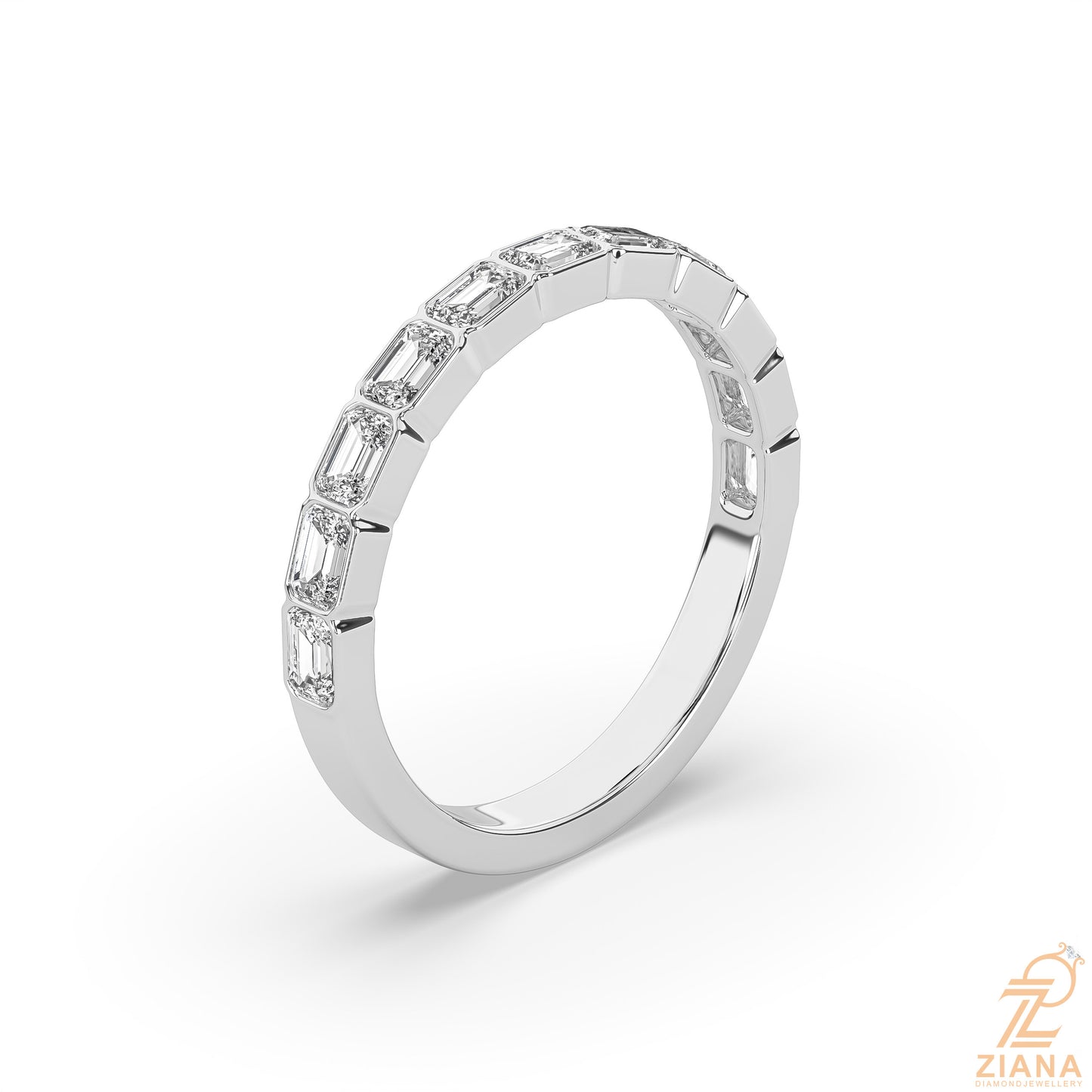 emerald diamond stackable ring