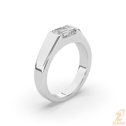 Emerald Cut Solitaire Signet Ring