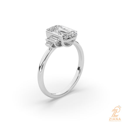 Emerald Cut Three Stone Lab Grown Diamond Engagement Ring