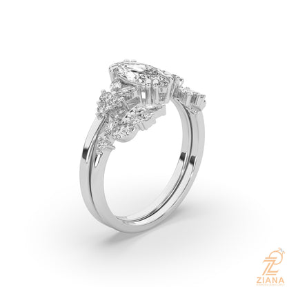 Marquise Diamond Engagement Ring Set