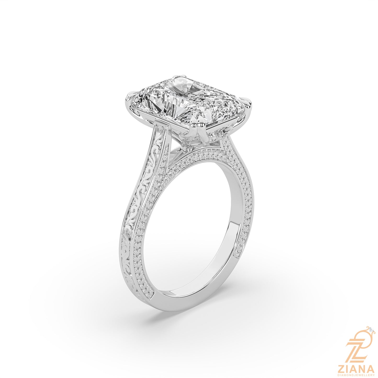 radiant cut solitaire engagement ring