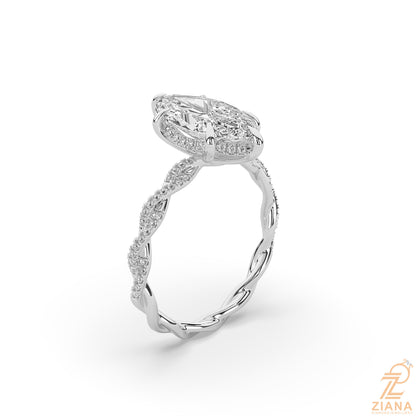 Twisted Marquise Diamond Engagement Ring