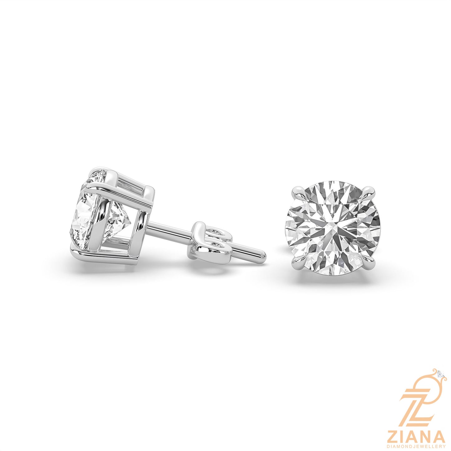round brilliant solitaire diamond stud earrings