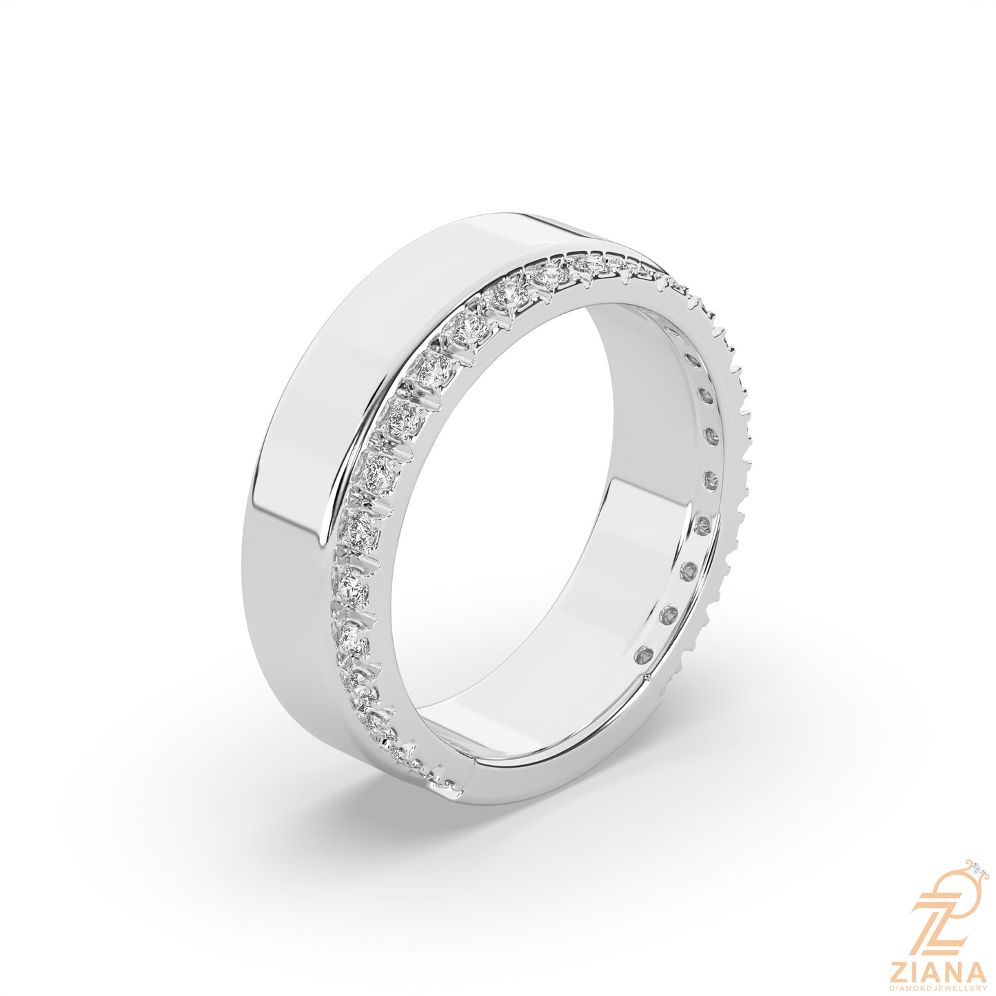 classic channel set diamond wedding band ring