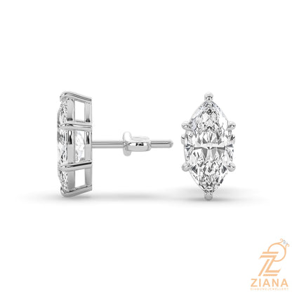 Marquise Cut Solitaire Diamond Stud Earrings