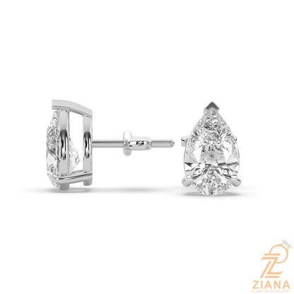 Pear Cut Solitaire Diamond Stud Earrings
