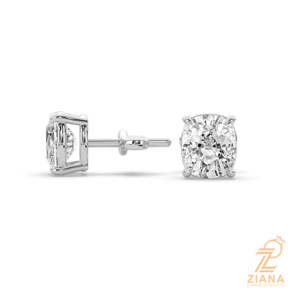 Cushion Cut Solitaire Diamond Stud Earrings