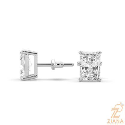 Radiant Cut Solitaire Diamond Stud Earrings