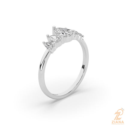 Five Stone Pear Diamond Engagement Ring