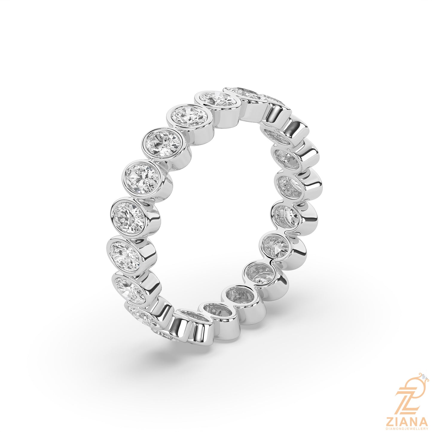 oval bezel set diamond eternity ring