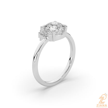 Round Brilliant Diamond Floral Halo Engagement Ring