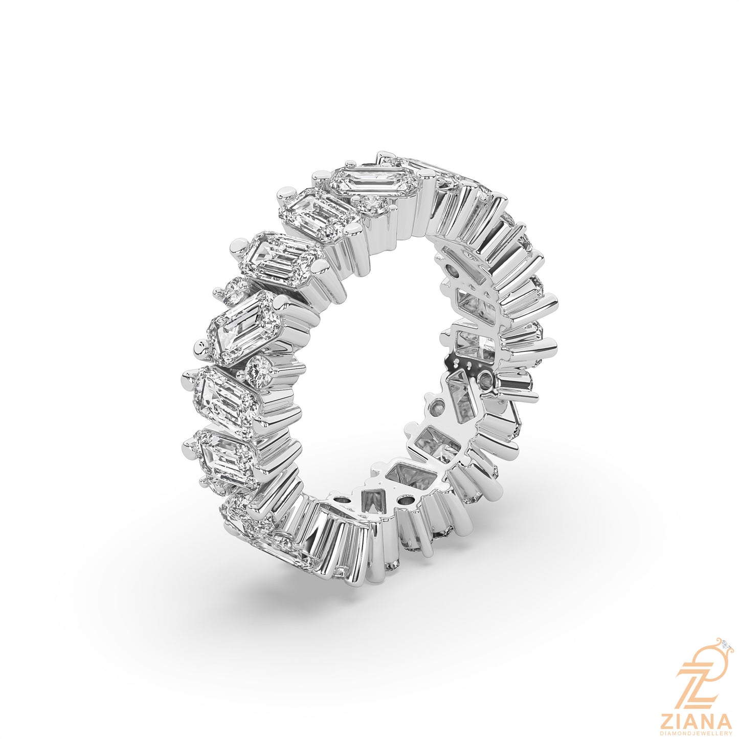 emerald cut diamond eternity ring