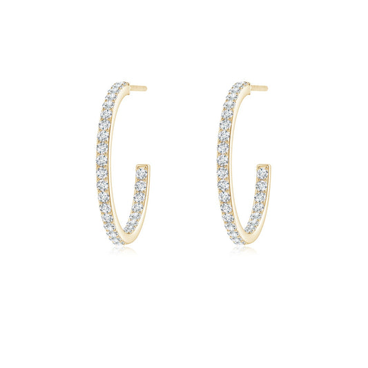 Diamond hoop earring round