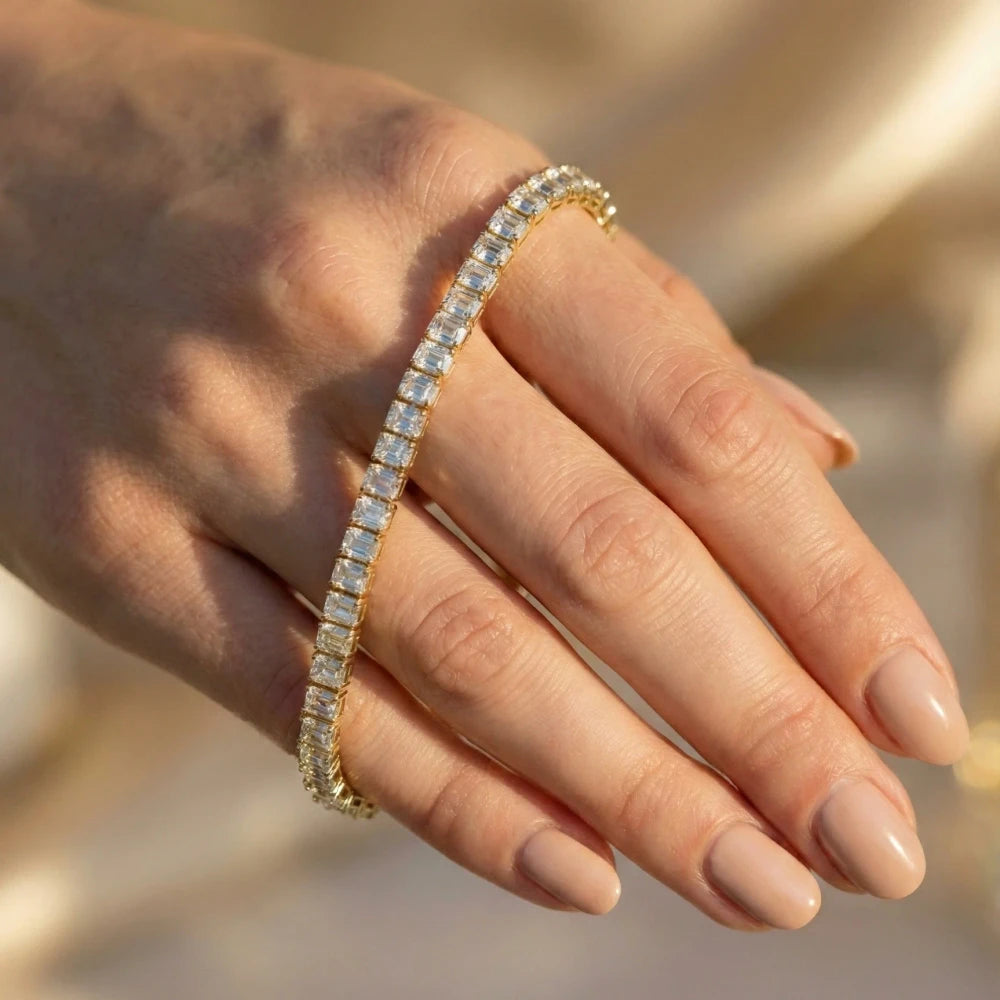 sparkling emrald line tennis bracelet