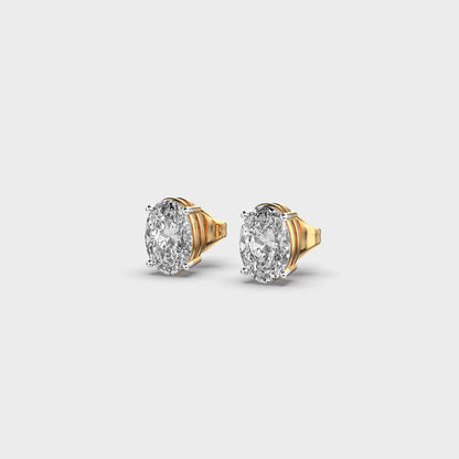 Oval Diamond 4-Prong Ear Studs