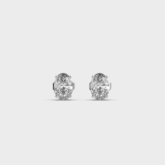 Oval Diamond 4-Prong Ear Studs