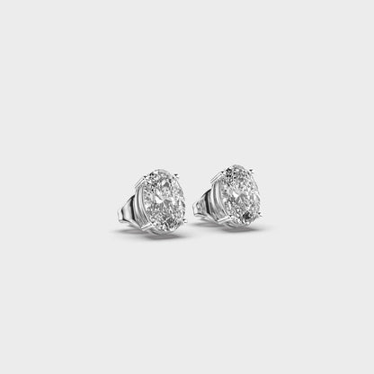 Oval Diamond 4-Prong Ear Studs
