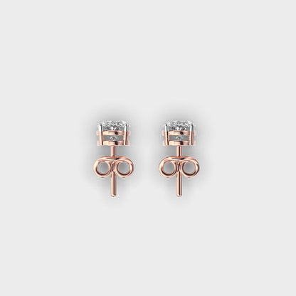 Oval Diamond 4-Prong Ear Studs