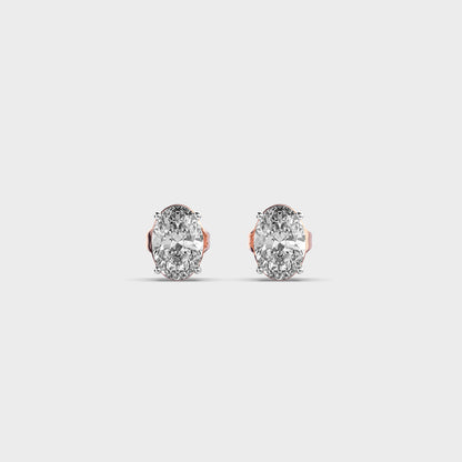 Oval Diamond 4-Prong Ear Studs