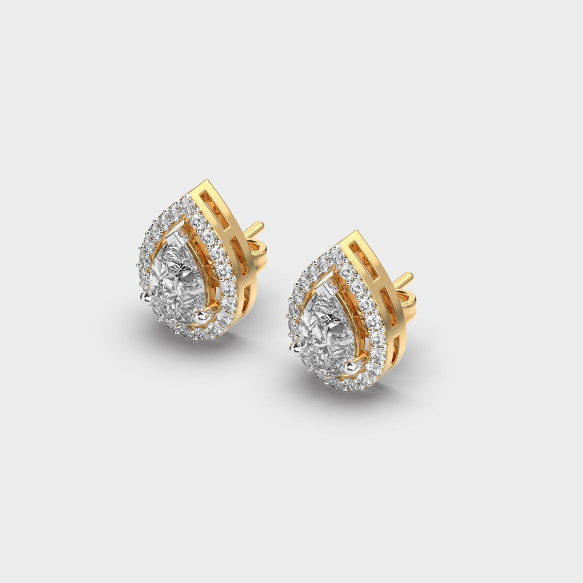 royal pear shape diamond ear studs