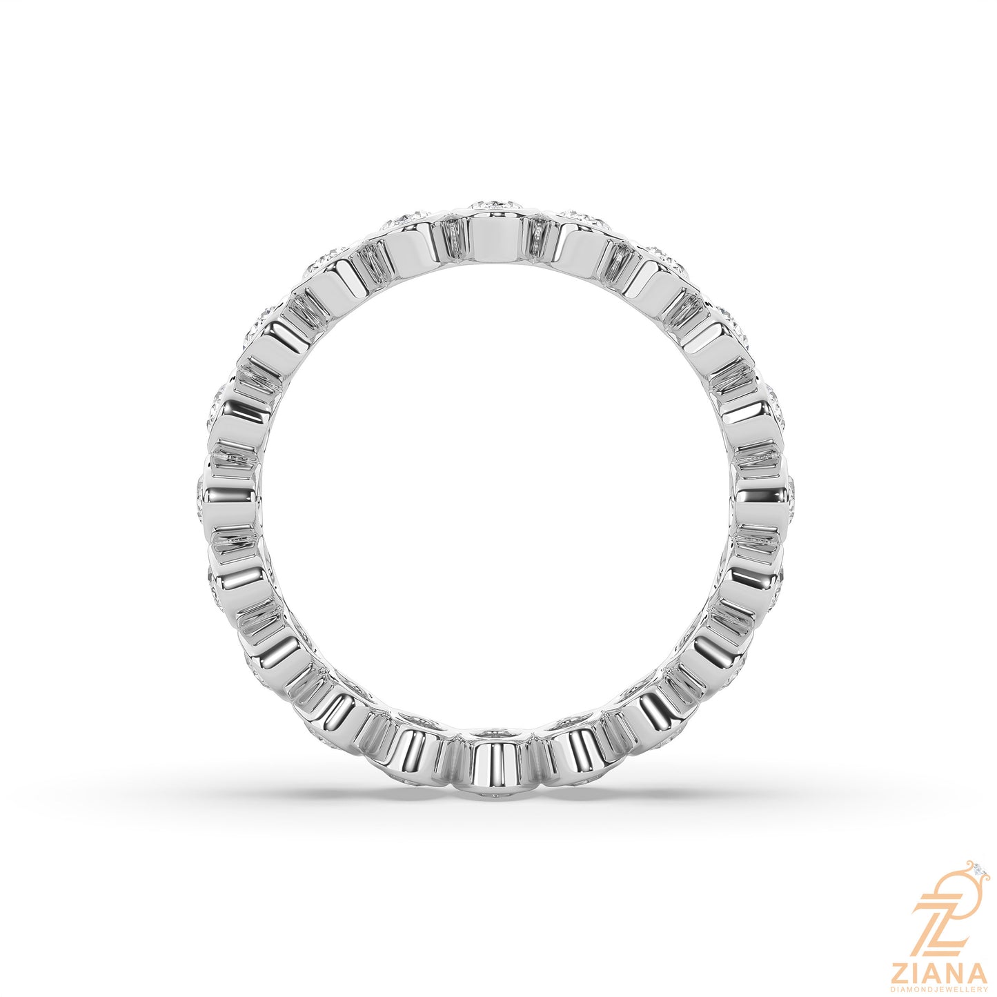 oval bezel set diamond eternity ring