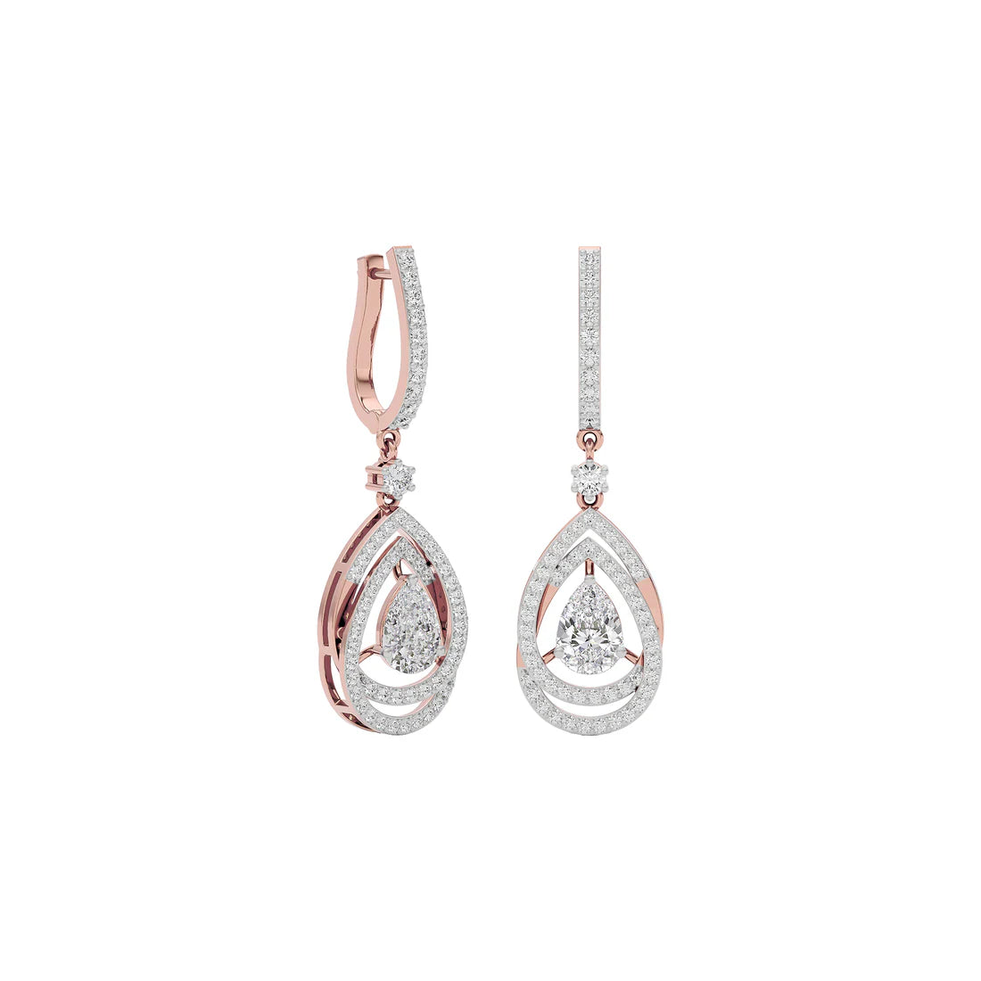 centered sparkling pear diamond earring