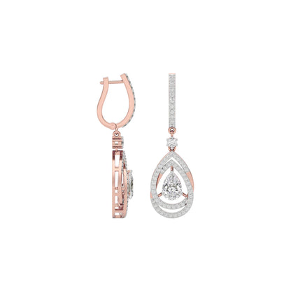 Centered Sparkling Pear Diamond Earring