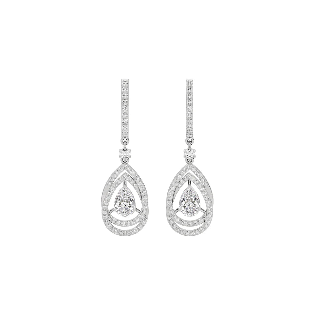 centered sparkling pear diamond earring