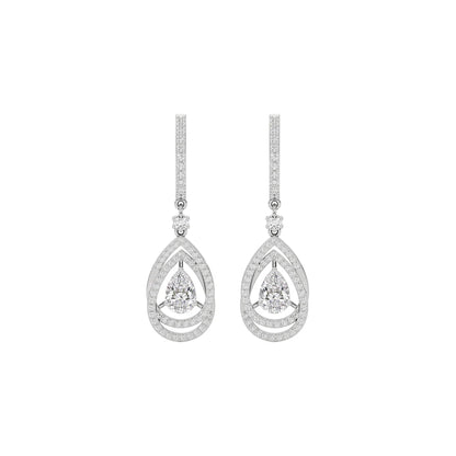Centered Sparkling Pear Diamond Earring