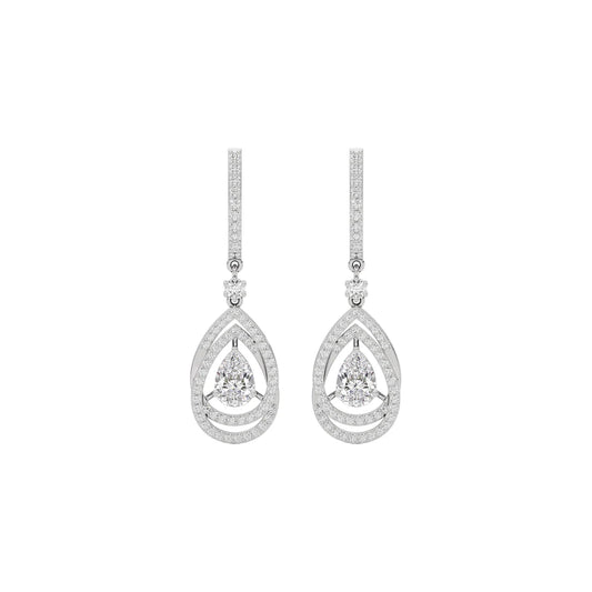 Centered Sparkling Pear Diamond Earring