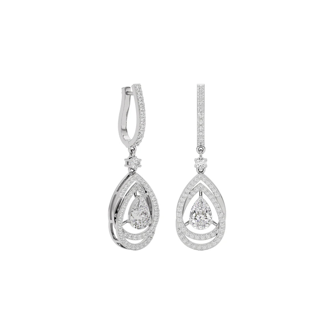 centered sparkling pear diamond earring