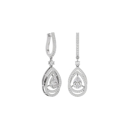 Centered Sparkling Pear Diamond Earring