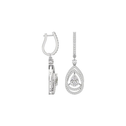 Centered Sparkling Pear Diamond Earring