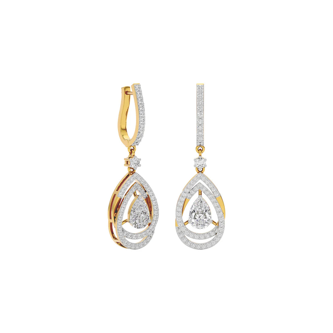 centered sparkling pear diamond earring