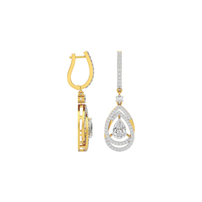 Centered Sparkling Pear Diamond Earring