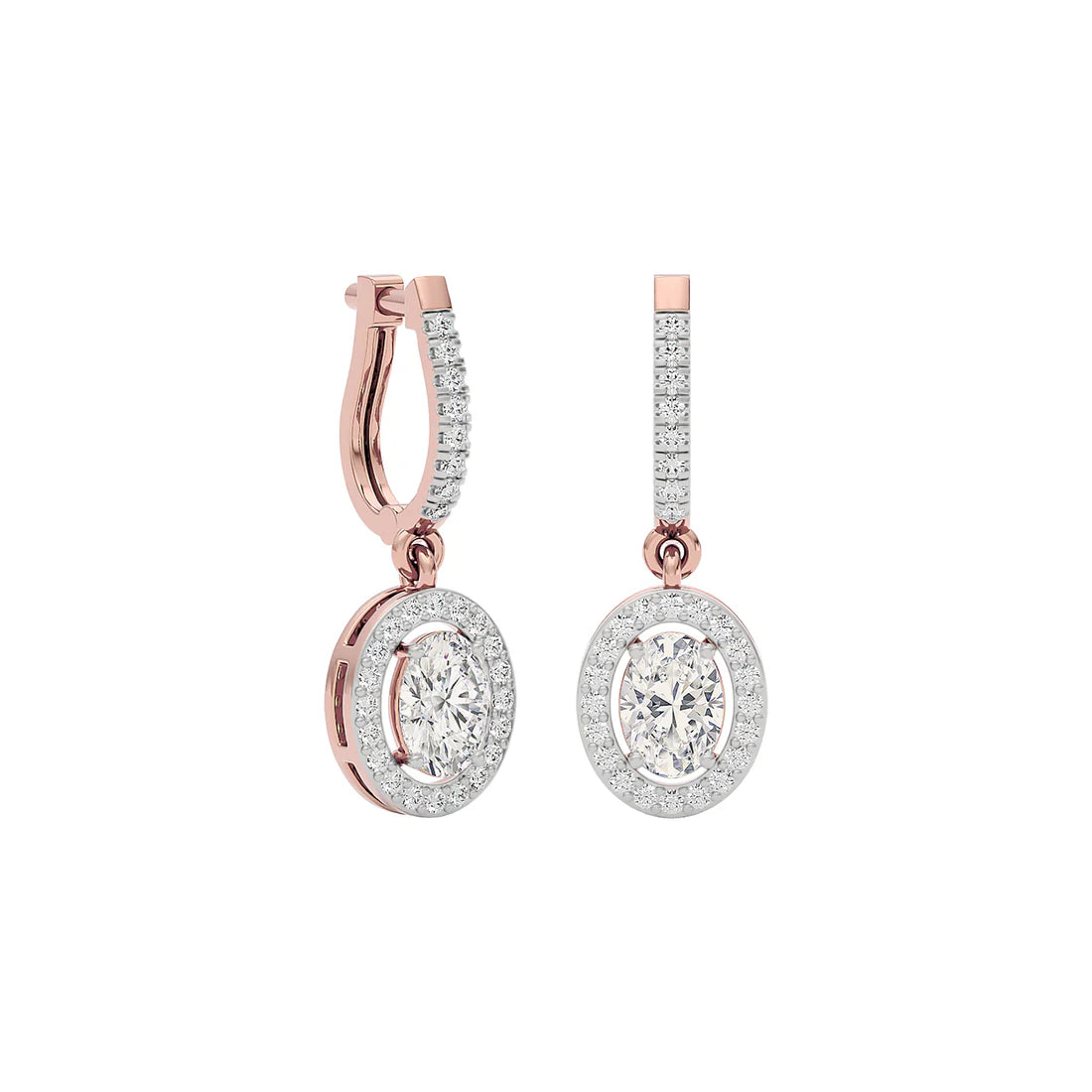 pleasing oval hanging diamond earring