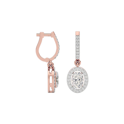 Pleasing Oval Hanging Diamond Earring