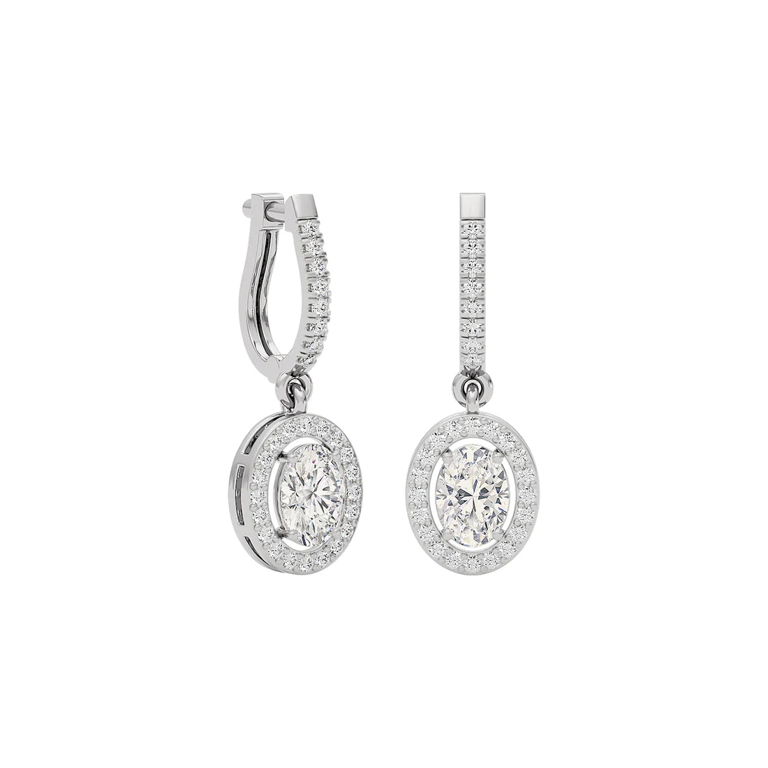 pleasing oval hanging diamond earring