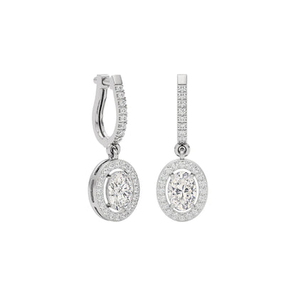 Pleasing Oval Hanging Diamond Earring