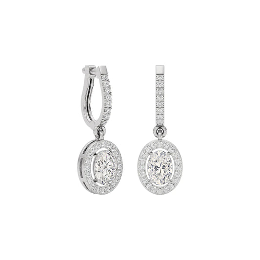 Pleasing Oval Hanging Diamond Earring