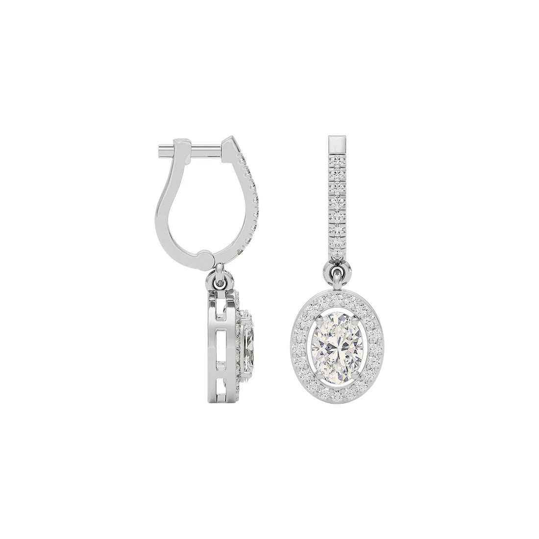 pleasing oval hanging diamond earring