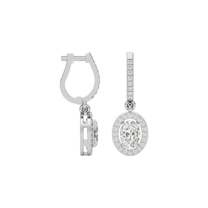Pleasing Oval Hanging Diamond Earring