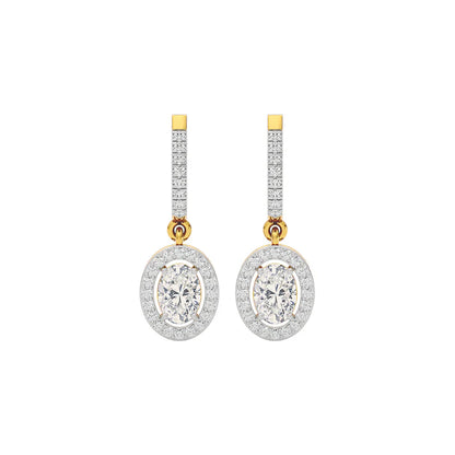 Pleasing Oval Hanging Diamond Earring