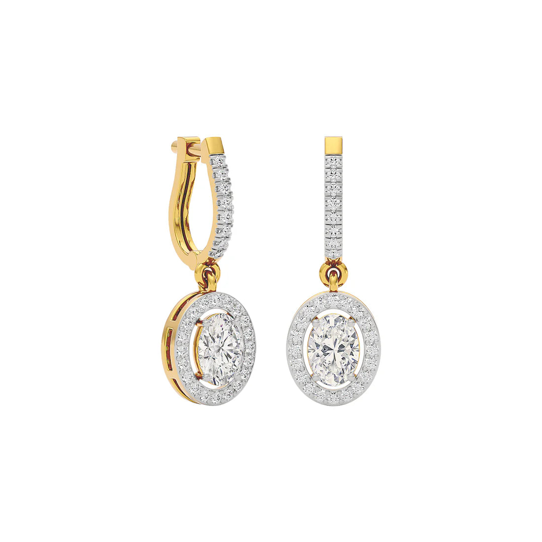 pleasing oval hanging diamond earring